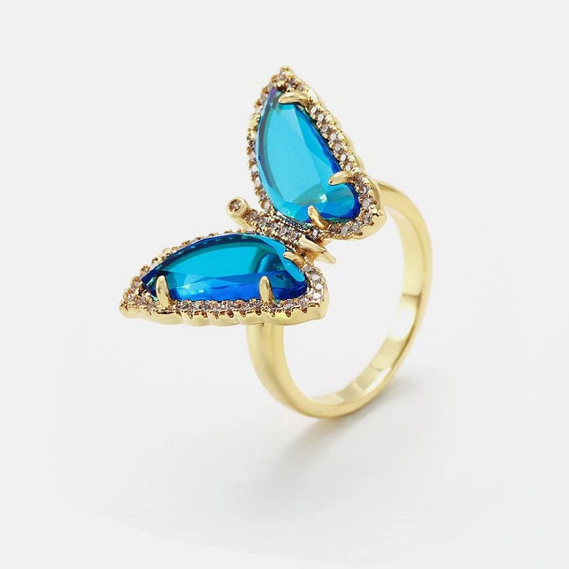 Lindo anel de animal borboleta prateado