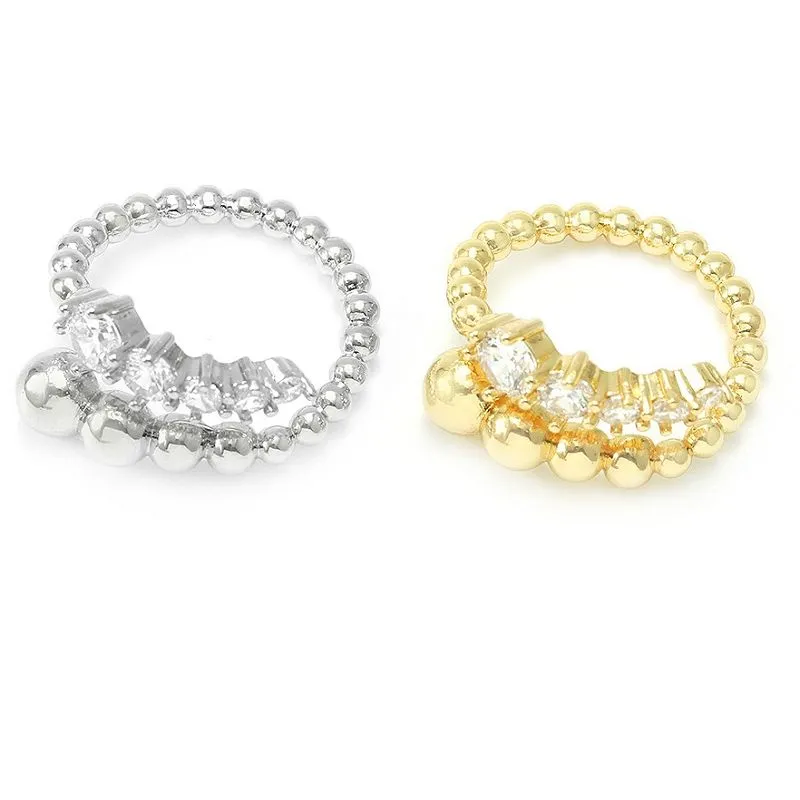 Anel ajustável Cz folheado a ouro