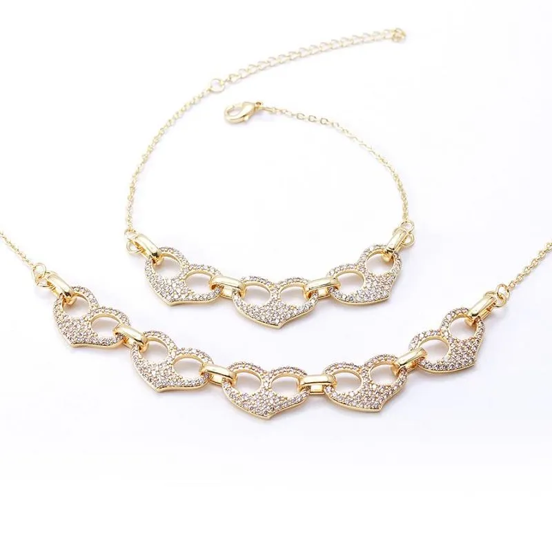 Conjunto de joias de coração de pulseira de colar