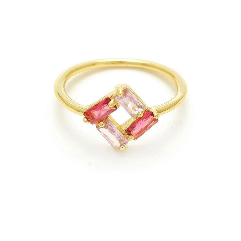 Simple Colorful Zircon Silver Ring