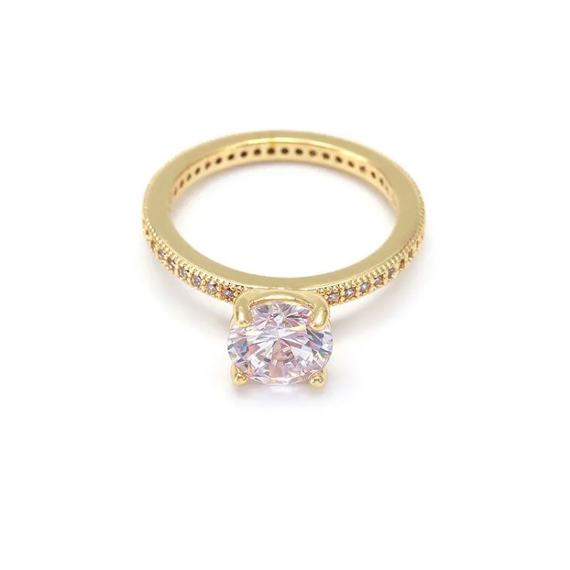 Anel de casamento de prata esterlina branco Cz