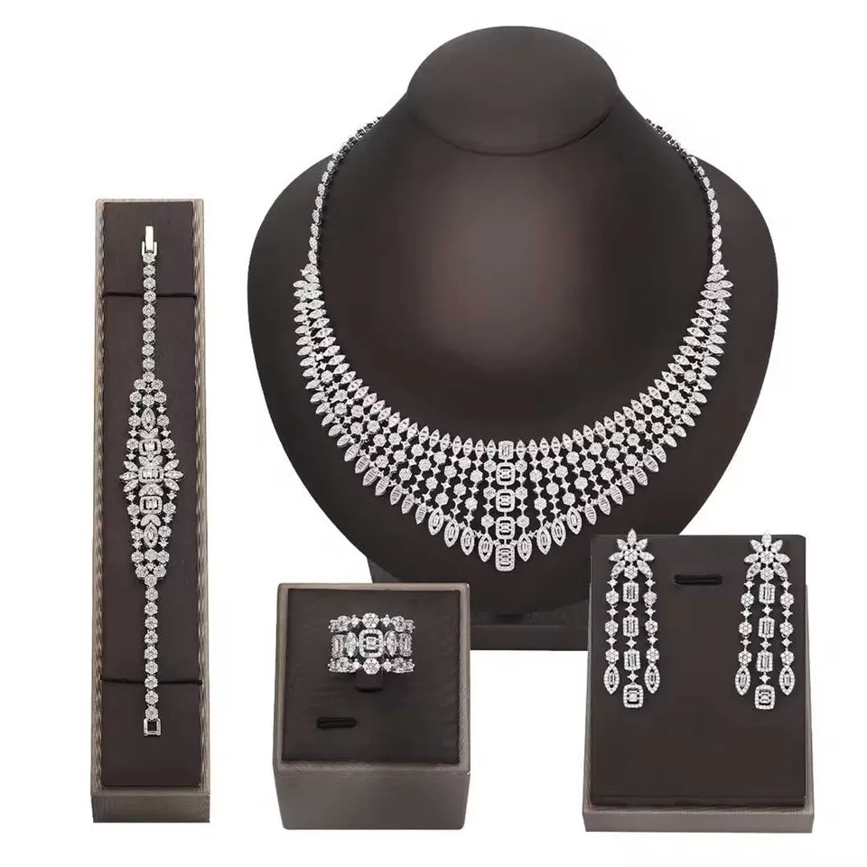 Conjuntos de joias de casamento de cristal de luxo