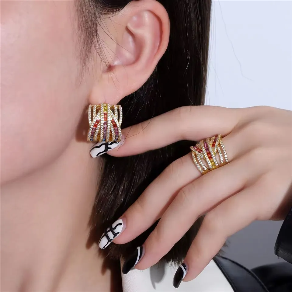 Conjunto de brincos de anel de zircão